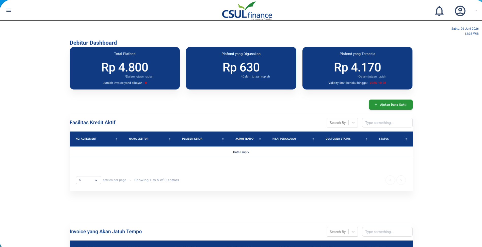 Danasakti debitur dashboard