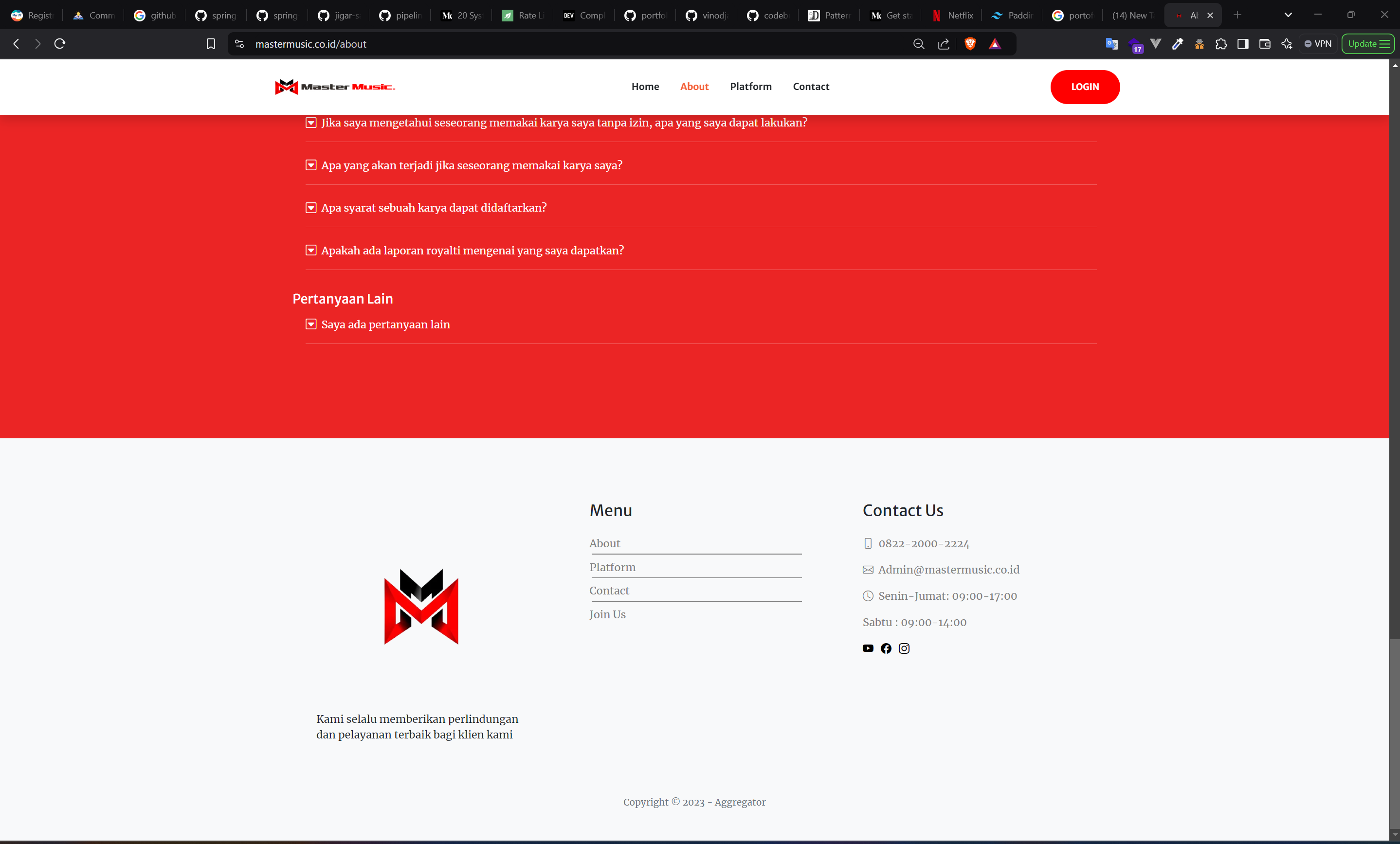 MasterMusic screen